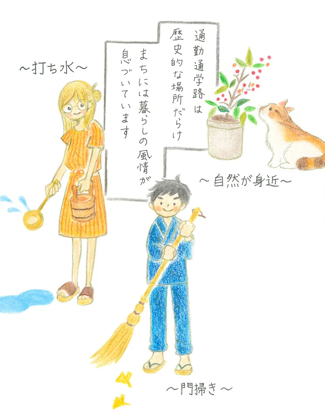 通勤通学路は歴史的な場所だらけ。まちには暮らしの風情が息づいています