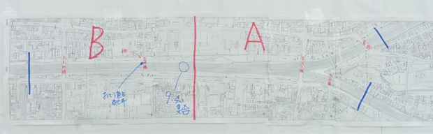 会場で参加者に掲示された競技会場の範囲の説明版